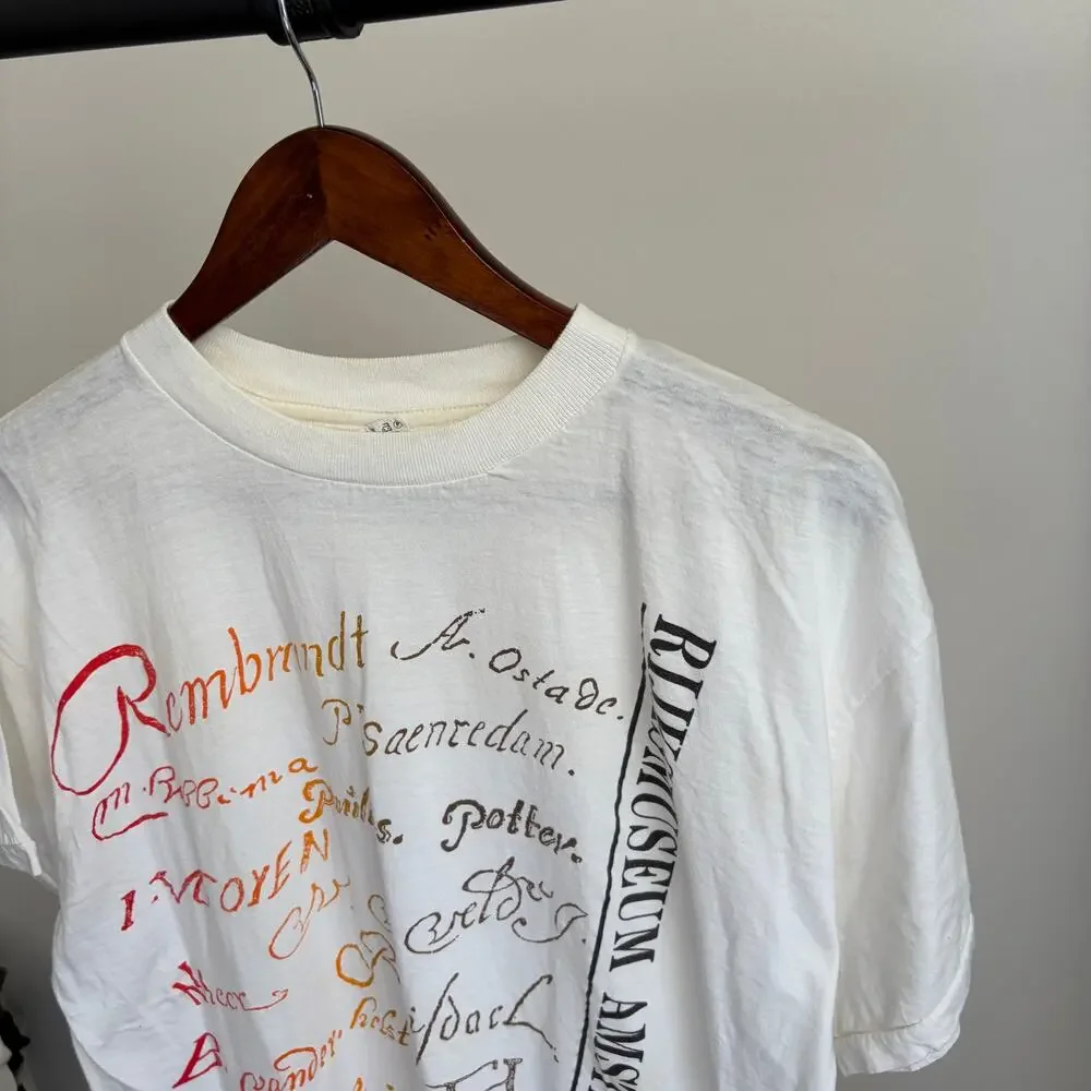 Vintage 80s Rembrandt Museum Retro Paper Thin Mens XL European Art Tee